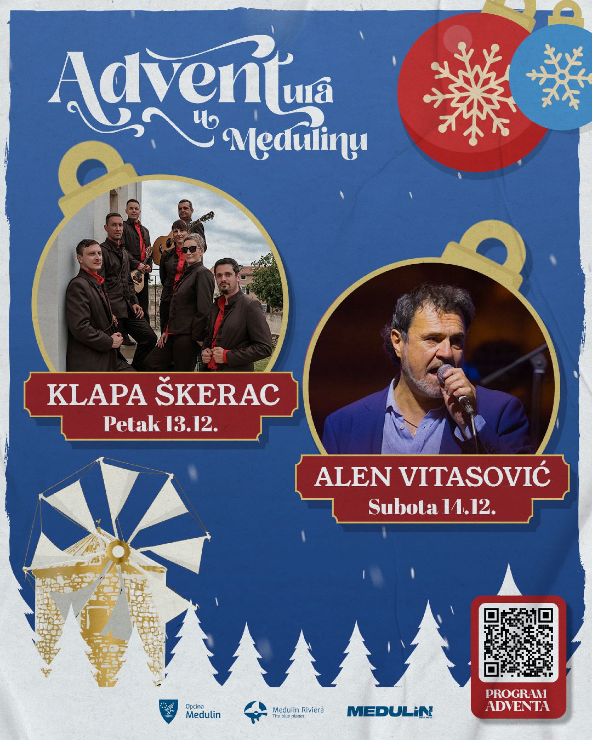 Adventski vikend u Medulinu donosi koncert klape Škerac, Alena Vitasovića, Obiteljski dan i Medulinsku ćakulu!